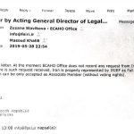 متن ایمیل صادره از ECAHO مبنی بر عضویت رسمی فدراسیون سوارکاری جمهوری اسلامی